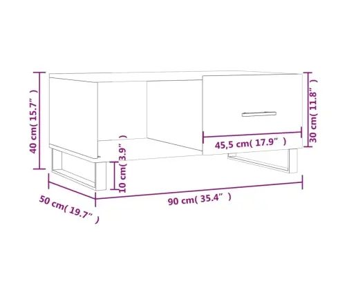 Kohvilaud, Kõrgläikega Valge, 90 X 50 X 40 cm Tehispuit