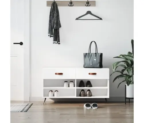 Jalatsipink, Valge, 102 X 35 X 55 cm Tehispuit