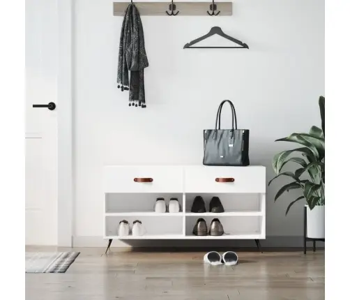 Jalatsipink, Kõrgläikega Valge, 102 X 35 X 55 cm Tehispuit