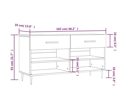Jalatsipink, Valge, 102 X 35 X 55 cm Tehispuit