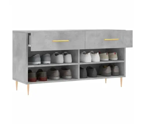 Apavu Skapītis, Betona Pelēks, 102X35X55 Cm, Inženierijas Koks Vidaxl