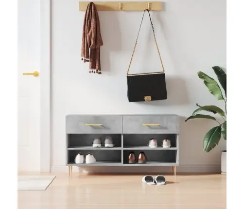 Apavu Skapītis, Betona Pelēks, 102X35X55 Cm, Inženierijas Koks Vidaxl