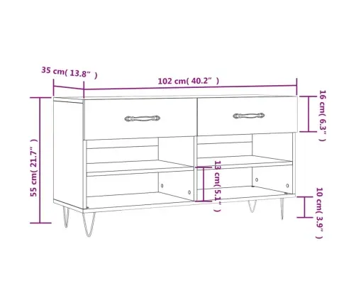 Apavu Skapītis, Betona Pelēks, 102X35X55 Cm, Inženierijas Koks Vidaxl
