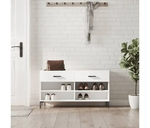 Jalatsipink, Valge, 102 X 35 X 55 cm Tehispuit