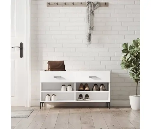 Apavu Skapītis, Spīdīgi Balts, 102X35X55 Cm, Inženierijas Koks Vidaxl