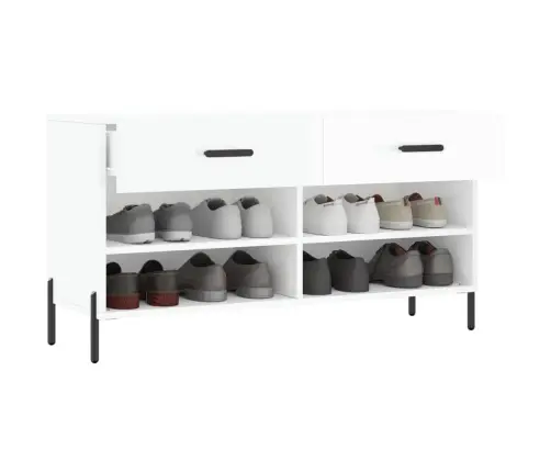 Apavu Skapītis, Spīdīgi Balts, 102X35X55 Cm, Inženierijas Koks Vidaxl