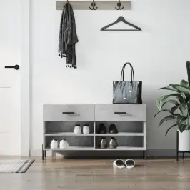 Batų Suoliukas, Betono Pilkas, 102X35X55cm Apdirbta Mediena