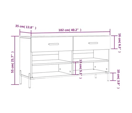 Apavu Skapītis, Koka Krāsa, 102X35X55 Cm, Inženierijas Koks Vidaxl