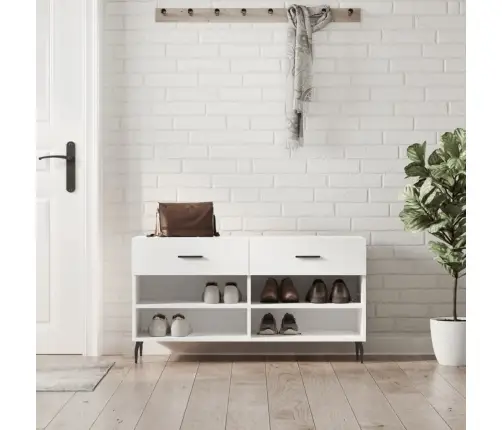 Apavu Skapītis, Spīdīgi Balts, 102X35X55 Cm, Inženierijas Koks Vidaxl
