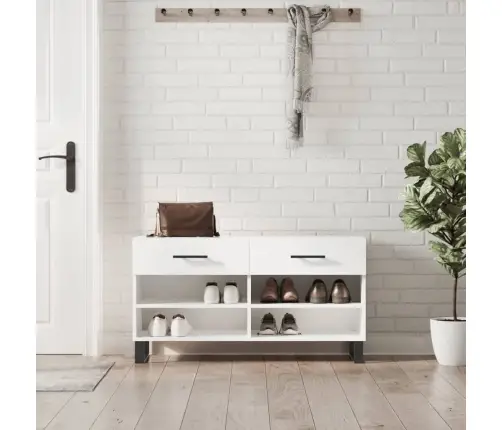 Jalatsipink, Kõrgläikega Valge, 102 X 35 X 55 cm Tehispuit