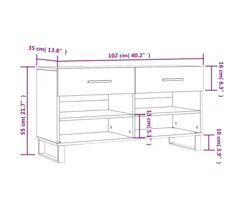 Apavu Skapītis, Pelēks, 102X35X55 Cm, Inženierijas Koks Vidaxl