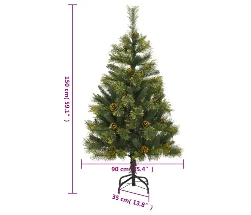 Mākslīgā Ziemassvētku Egle Ar Čiekuriem, 150 Cm Vidaxl