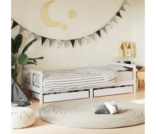 Bērnu Gultas Rāmis Ar Atvilktnēm, 80X200 Cm, Priedes Masīvkoks Vidaxl