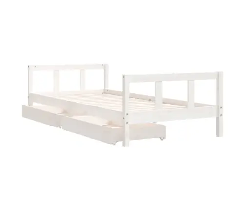Bērnu Gultas Rāmis Ar Atvilktnēm, Balts, Priedes Masīvkoks Vidaxl