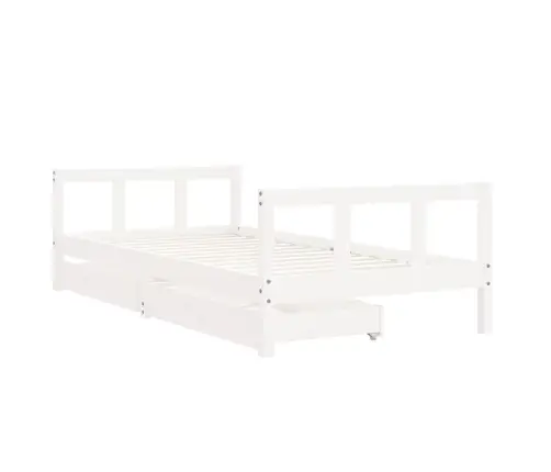 Bērnu Gultas Rāmis Ar Atvilktnēm, Balts, Priedes Masīvkoks Vidaxl