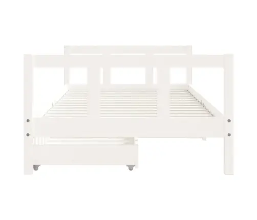 Bērnu Gultas Rāmis Ar Atvilktnēm, Balts, Priedes Masīvkoks Vidaxl
