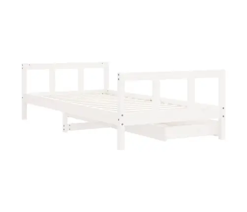 Bērnu Gultas Rāmis Ar Atvilktnēm, Balts, Priedes Masīvkoks Vidaxl