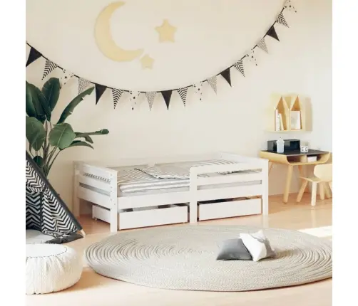 Bērnu Gultas Rāmis Ar Atvilktnēm, 70X140 Cm, Priedes Masīvkoks Vidaxl