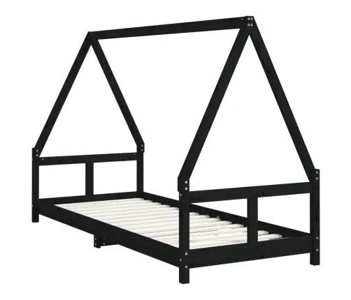 Bērnu Gultas Rāmis, Melns, 80X200 Cm, Priedes Masīvkoks Vidaxl