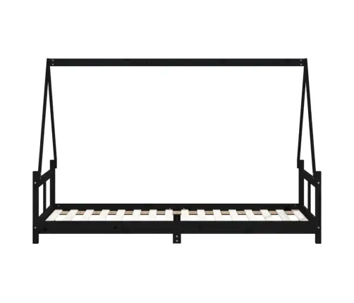 Bērnu Gultas Rāmis, Melns, 80X200 Cm, Priedes Masīvkoks Vidaxl