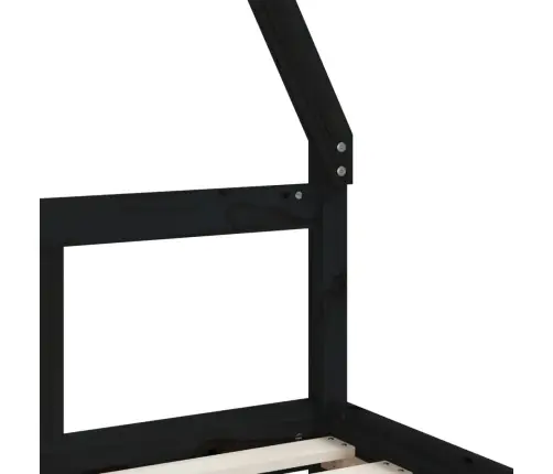 Bērnu Gultas Rāmis, Melns, 80X200 Cm, Priedes Masīvkoks Vidaxl