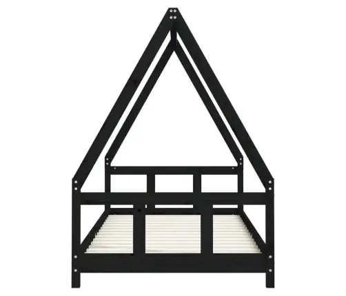 Bērnu Gultas Rāmis, Melns, 90X200 Cm, Priedes Masīvkoks Vidaxl