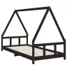 Bērnu Gultas Rāmis, Melns, 90X200 Cm, Priedes Masīvkoks Vidaxl