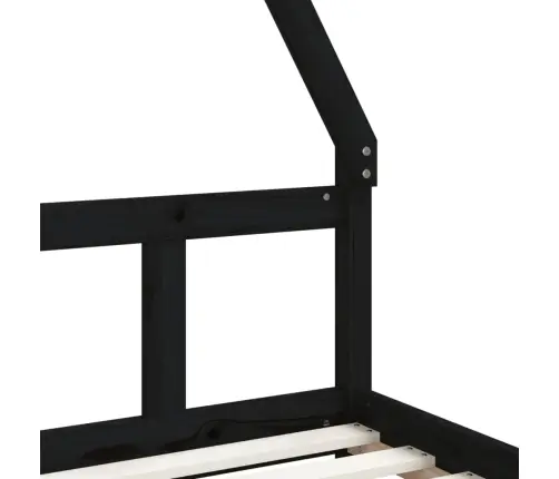 Bērnu Gultas Rāmis, Melns, 90X200 Cm, Priedes Masīvkoks Vidaxl