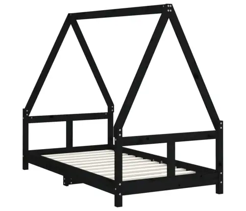 Bērnu Gultas Rāmis, Melns, 80X160 Cm, Priedes Masīvkoks Vidaxl