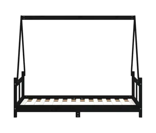 Bērnu Gultas Rāmis, Melns, 80X160 Cm, Priedes Masīvkoks Vidaxl