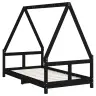 Bērnu Gultas Rāmis, Melns, 80X160 Cm, Priedes Masīvkoks Vidaxl