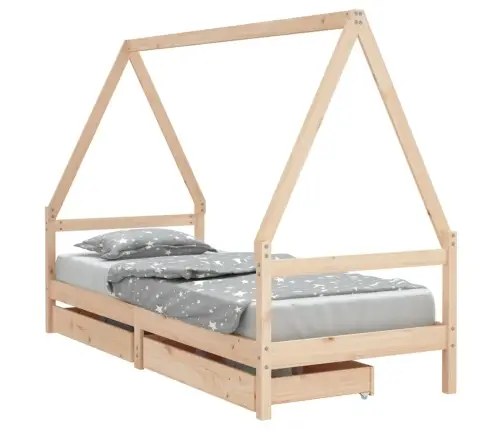 Bērnu Gultas Rāmis Ar Atvilktnēm, 80X200 Cm, Priedes Masīvkoks Vidaxl