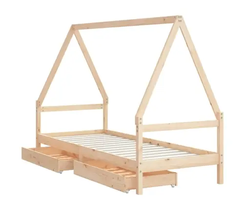 Bērnu Gultas Rāmis Ar Atvilktnēm, 80X200 Cm, Priedes Masīvkoks Vidaxl
