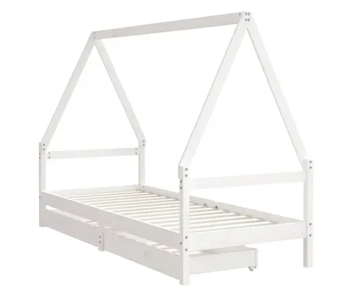 Vaikiškos Lovos Rėmas Su Stalčiais, Baltas, 90X200cm Pušis