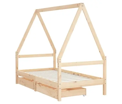 Bērnu Gultas Rāmis Ar Atvilktnēm, 80X160 Cm, Priedes Masīvkoks Vidaxl
