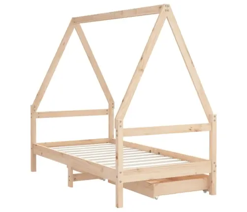 Bērnu Gultas Rāmis Ar Atvilktnēm, 80X160 Cm, Priedes Masīvkoks Vidaxl