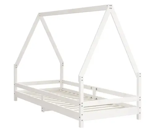 Bērnu Gultas Rāmis, Balts, 80X200 Cm, Priedes Masīvkoks Vidaxl