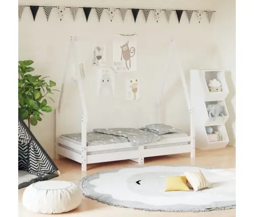 Bērnu Gultas Rāmis, Priedes Masīvkoks, 70X140 Cm, Balts  Vidaxl