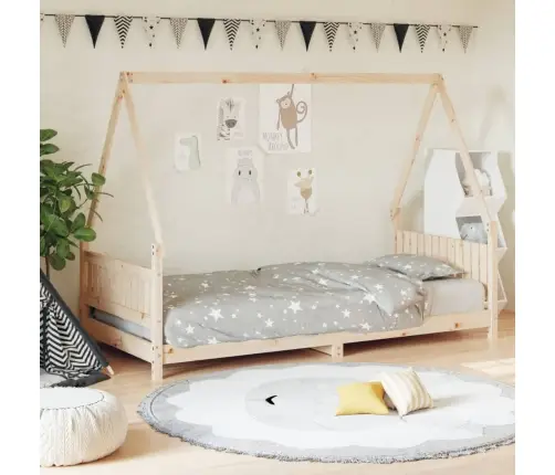 Bērnu Gultas Rāmis, 90X200 Cm, Priedes Masīvkoks Vidaxl