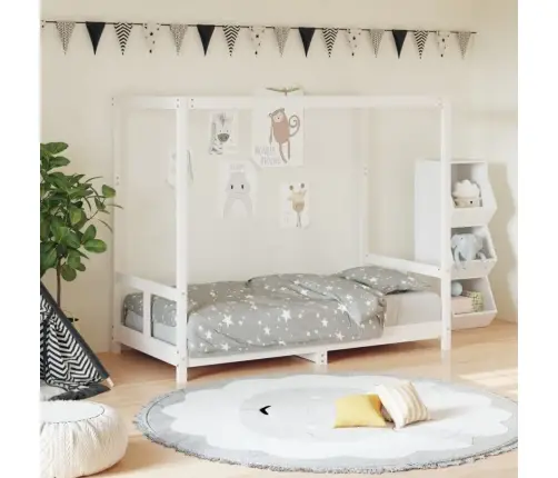 Bērnu Gultas Rāmis, Balts, 80X160 Cm, Priedes Masīvkoks Vidaxl