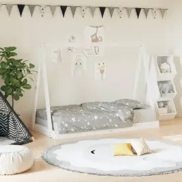 Bērnu Gultas Rāmis, Balts, 80X160 Cm, Priedes Masīvkoks Vidaxl