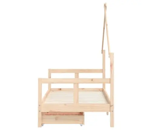 Bērnu Gultas Rāmis Ar Atvilktnēm, 80X160 Cm, Priedes Masīvkoks Vidaxl
