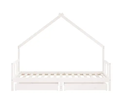Bērnu Gultas Rāmis Ar Atvilktnēm, Balts, Priedes Masīvkoks Vidaxl