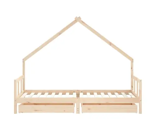 Bērnu Gultas Rāmis Ar Atvilktnēm, 90X200 Cm, Priedes Masīvkoks Vidaxl
