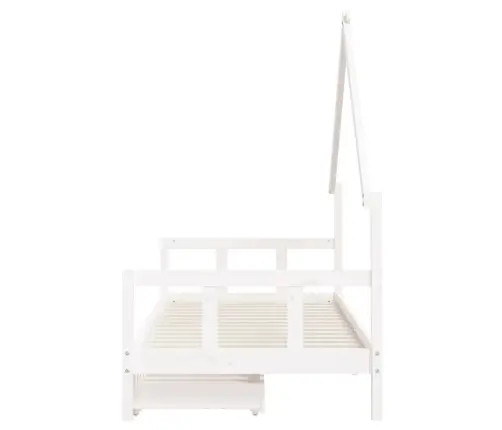 Bērnu Gultas Rāmis Ar Atvilktnēm, Balts, Priedes Masīvkoks Vidaxl