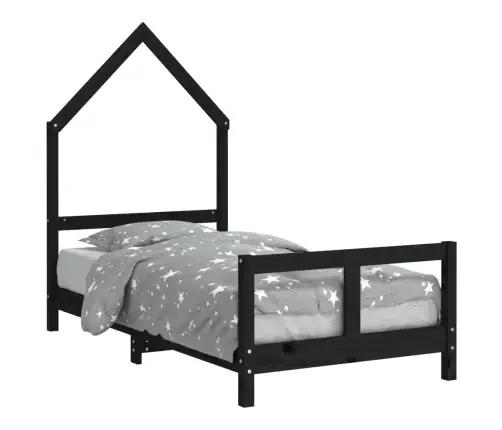 Bērnu Gultas Rāmis, Melns, 80X160 Cm, Priedes Masīvkoks Vidaxl