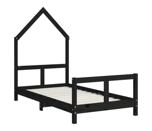 Bērnu Gultas Rāmis, Melns, 80X160 Cm, Priedes Masīvkoks Vidaxl