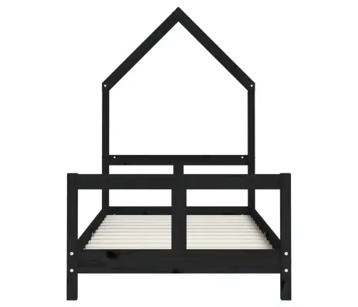 Bērnu Gultas Rāmis, Melns, 80X160 Cm, Priedes Masīvkoks Vidaxl