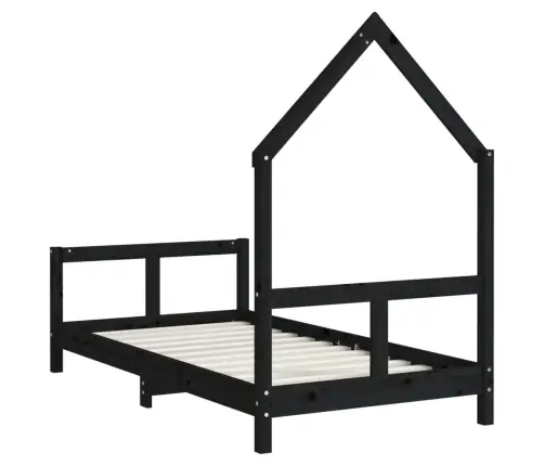 Bērnu Gultas Rāmis, Melns, 80X160 Cm, Priedes Masīvkoks Vidaxl