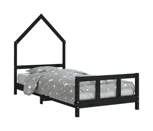 Bērnu Gultas Rāmis, Melns, 90X190 Cm, Priedes Masīvkoks Vidaxl Bērnu Gultas Rāmis, Melns, 90X190 Cm, Priedes Masīvkoks Vidaxl